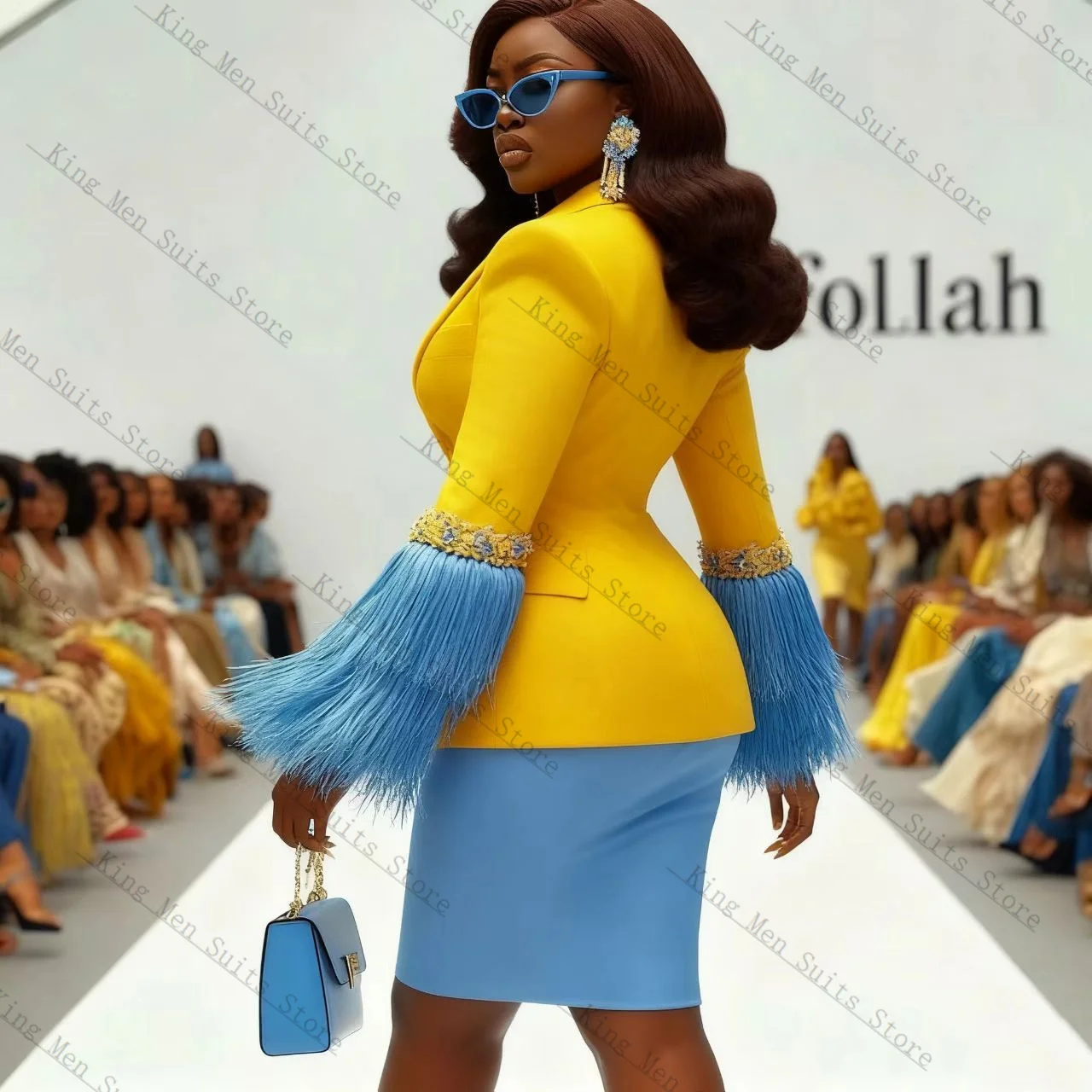 Luksusowy damski komplet z piórami, 2-częściowy: marynarka + krótka mini sukienka na studniówkę, bawełniany, szyty na miarę, formalny garnitur dla gościa weselnego, smoking, płaszcz, kurtka.