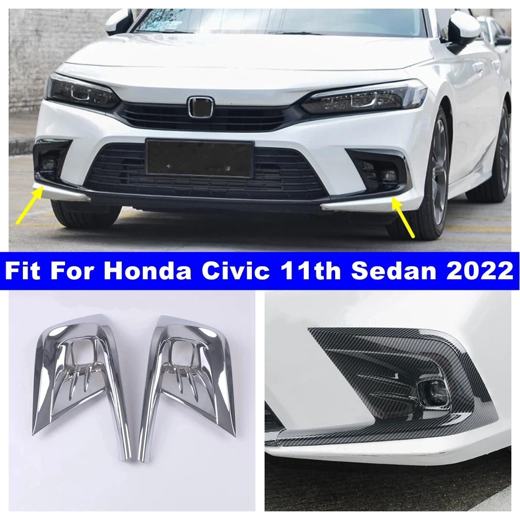 

Front Fog Light Sticker Head Lamp Decor Cover Trim For Honda Civic 11th 2022 2023 2024 Chrome / Carbon Fiber / black Accessories