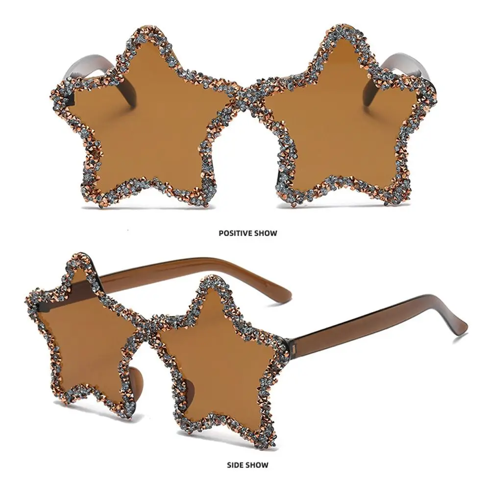 Retro Pentagon Star Shaped Sunglasses UV400 Protection Colorful Shades Rhinestone Pentagon Sun Glasses Party Favors