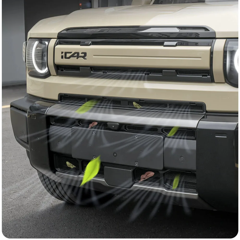 For Chery iCAR V27 2026+ Buckle Install Grille Net Exterior Car Accessories Cover Front Bumper Mesh Gu