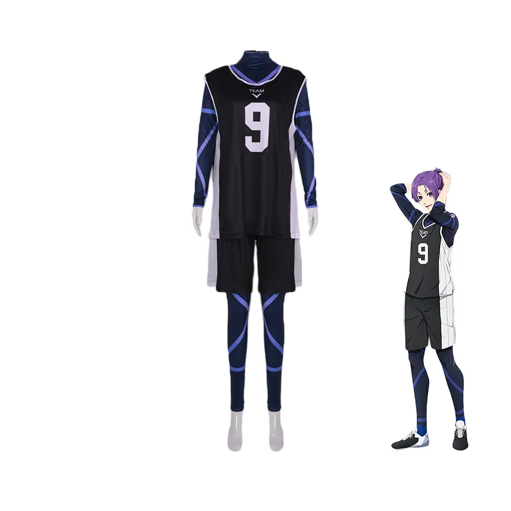 

Anime Blue Lock Cosplay Royal Shadow Ling King Number Nine Jersey Set