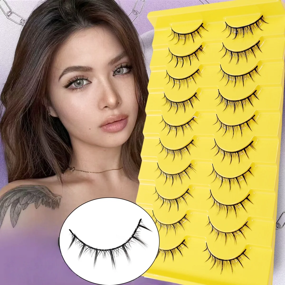 

10 rows of cartoon demon style false eyelashes, reusable lightweight and slim false eyelashes suitable for role-playing and stag