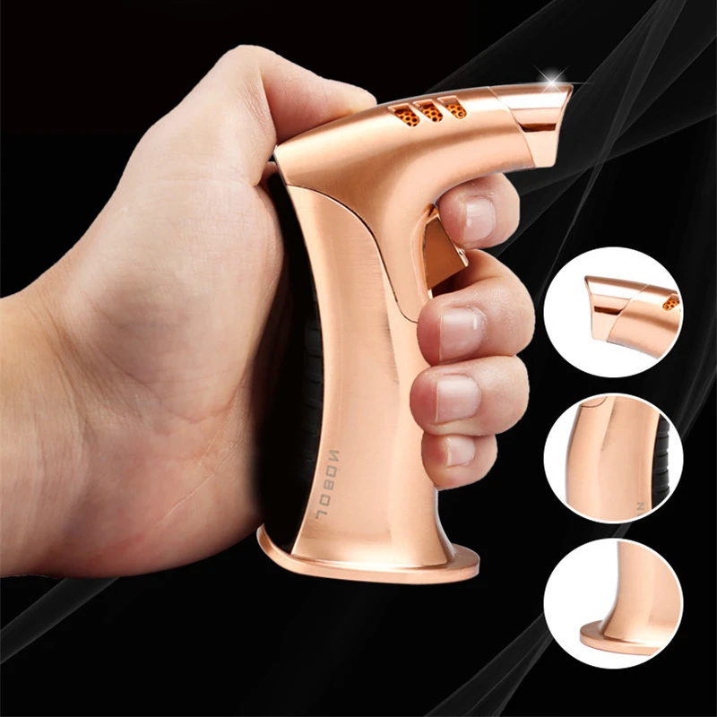 

Jobon Desktop Straight Jet Spray Gun Metal Cigar Windproof Gas Lighter Outdoor Barbecue Welding Gun Tool Portable Lighter