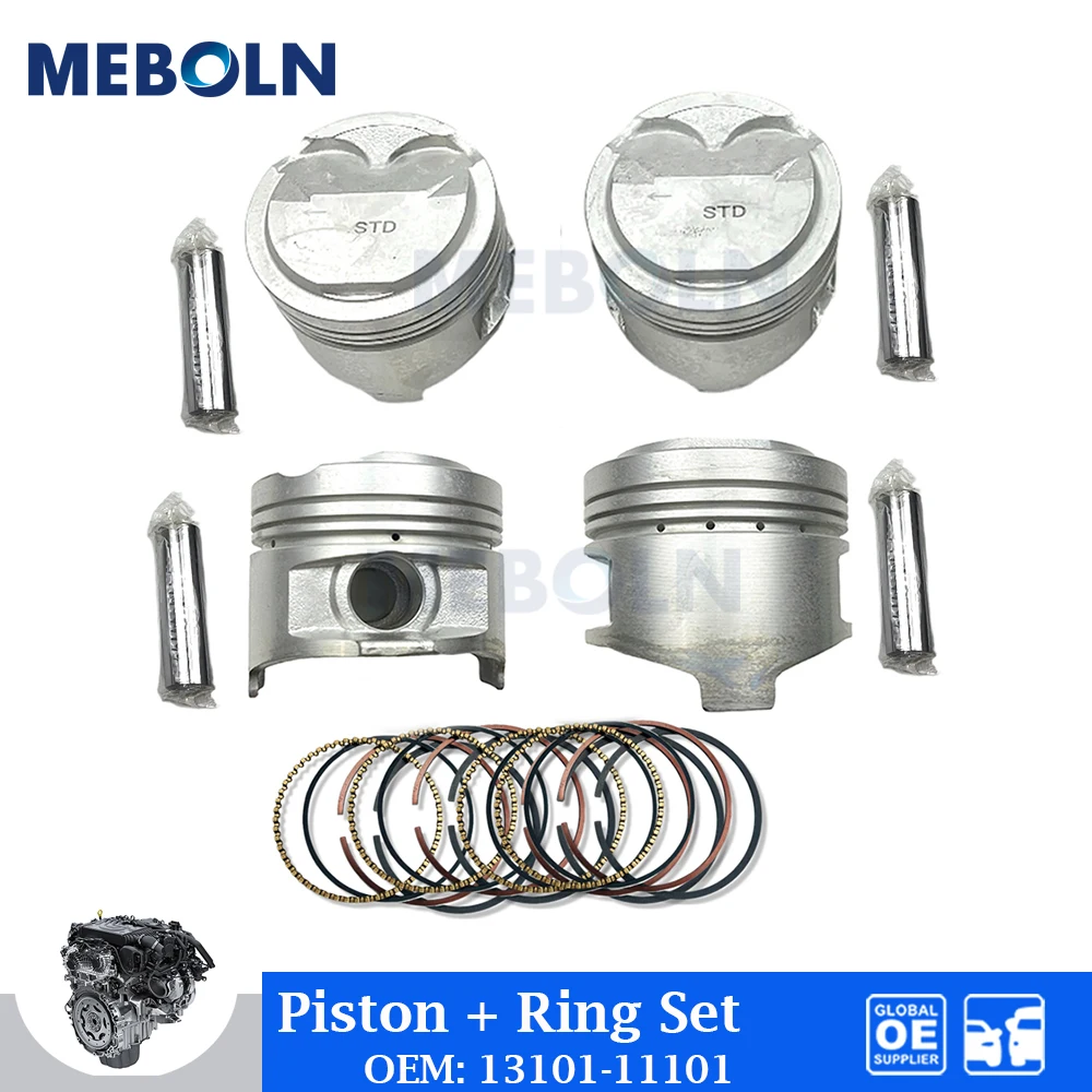 Engine Piston +Piston Ring Set For Totoya 4E-FE 5E-FE Corolla Saloon E11 1.4L Starlet EP91 1.3L Auto Car Accessories 13101-11101