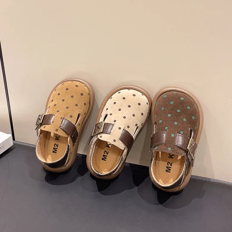 

Детская кожаная обувь для мальчиков, новинка весны 2025 года, обувь в горошек для девочек, обувь-бобы на мягкой подошве, детская обувь в стиле ретро, модная обувь принцессы, Zapatos Niña