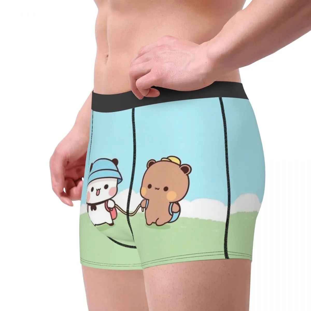 Peach Cat Cute Kawaii Bubu And Dudu Going Outside Together Underpants Cotton Panties Man Underwear Comfortable Short Boxer Brief