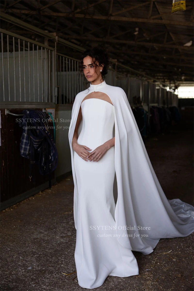 SSYTENS Modern Wedding Dresses Elegant Modest Mermaid Detachable Shawl Bridal Dresses Women Bride Evening Party Gowns Customized view 5