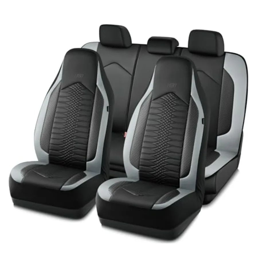 

Чехлы для автомобильных сидений из пены с эффектом памяти, кожаные чехлы для сидений с высокой спинкой, стеганый дизайн, водонепроницаемые чехлы для спортивных автомобилей, полный комплект, совместимые с подушками безопасности