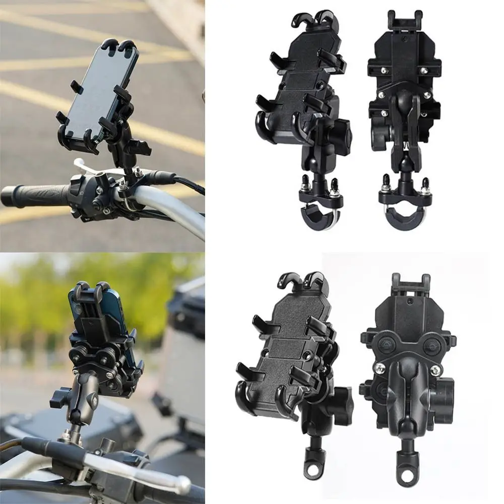 Shockproof Phone Holder Motorcycle Shock Absorber Bike Handlebar Rearview Mirror Mount GPS Clip for 4.7-7.1 inch Mobile Phone