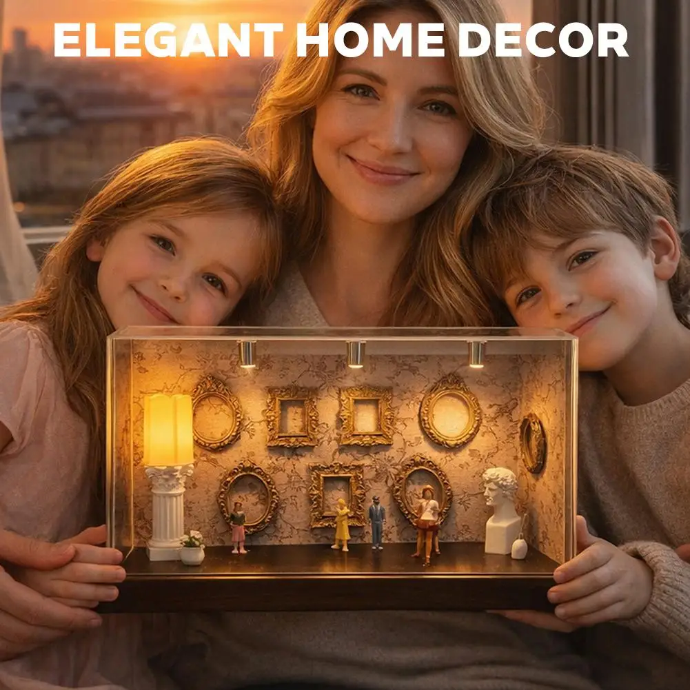 DIY Mini Museum Silhouette Box 3D Shadow Box Photo Memory Display Decoration LED Lights For Anniversary Wedding Birthday Gift