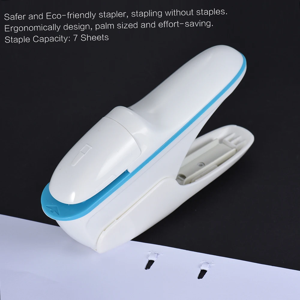 Hand-held Mini Safe Stapler without Staples Staple Free Stapleless 7 Sheets Capacity for Paper Binding Business Commercial