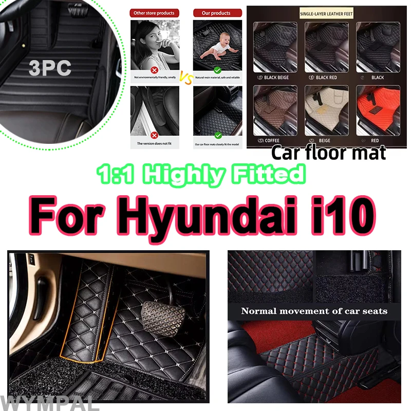 

Luxury Leather Car Floor Mats For Hyundai i10 BA Gran Metro Taxi Xcent IA 2014~2019 Mat Car Mats Floor Rugs Durable Pad Car pad