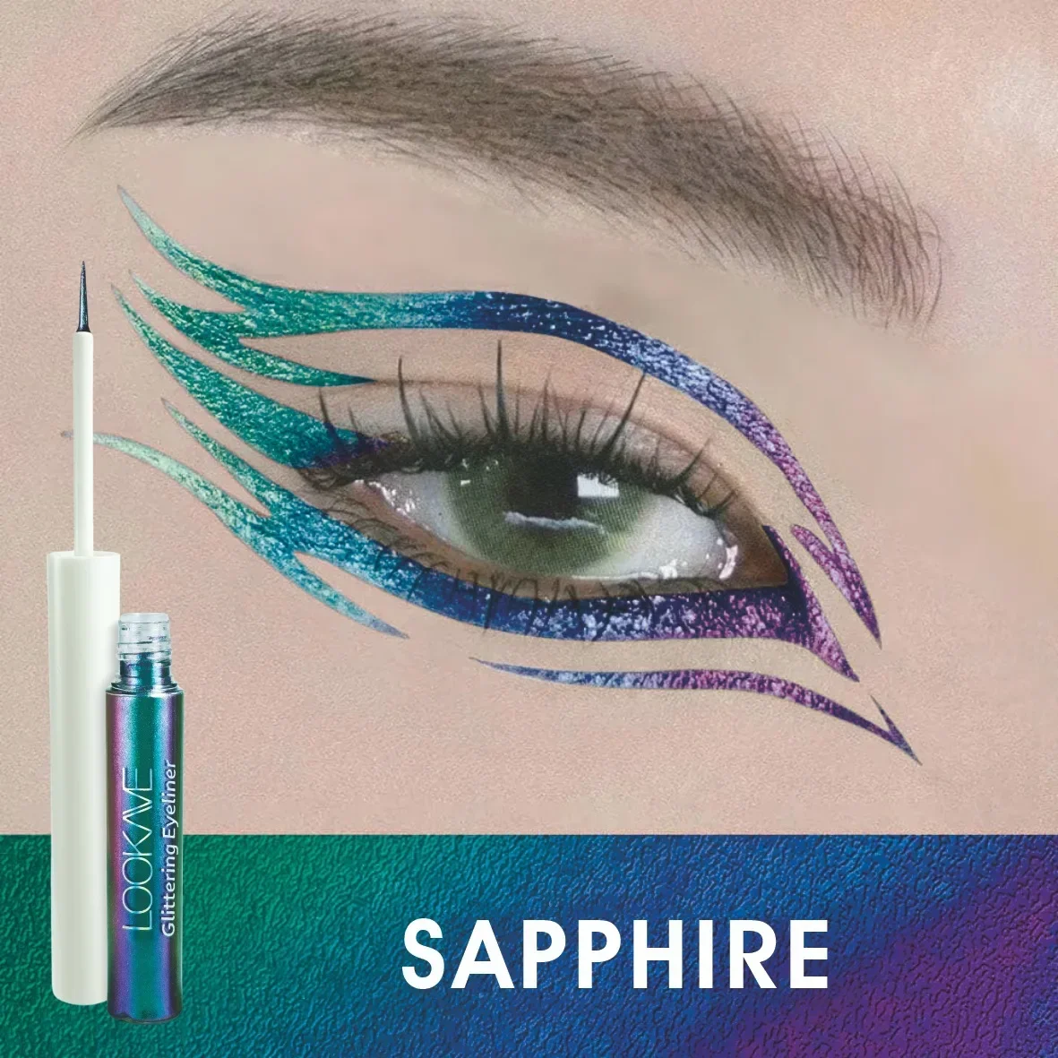 Eyeliner liquido verde camaleonte lucido Ombretto metallico Eyeliner multicolore Trucco per pigmenti per occhi con glitter polarizzati perlescenti