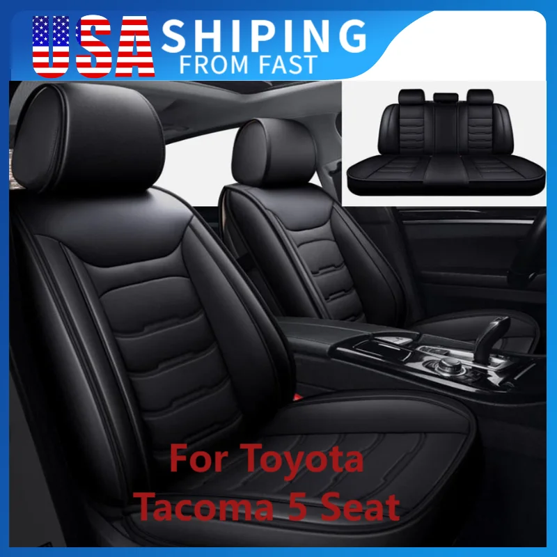 

Кожаные чехлы на автомобильные сиденья, пригодные для Toyota Tacoma, 5-местный автомобильный чехол на переднее и заднее сиденье, полный комплект, защитная подушка, автомобильные аксессуары