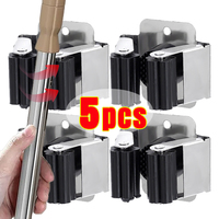 Multi-Purpose Mop Storage Hooks Wall Mounted Punching Type Mop Broom Organizer Holder Rack With Screws Kitchen Bathroom Supplies