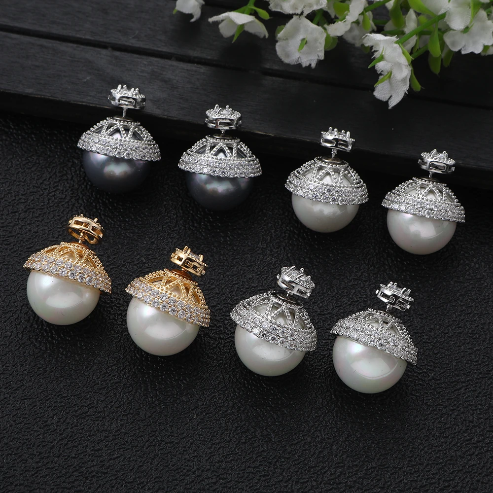 

Luxurious Geometric Spherical earrings suitable for women's weddings cubic zirconia Dubai UAE wedding jewelry E1642