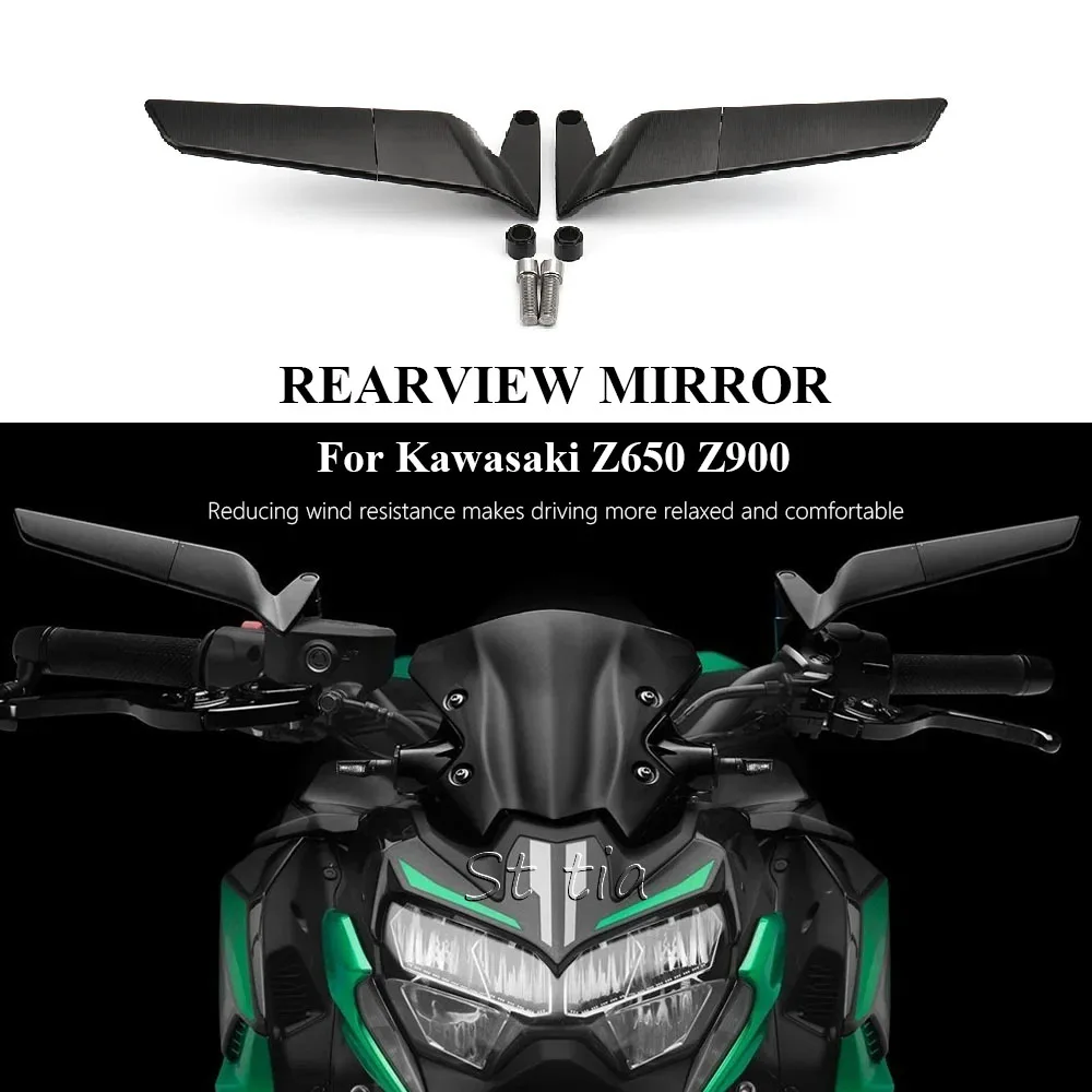 

Motorcycle Side View Mirror Fit For Kawasaki Z650 Z 650 Z900 Z 900 2017-2025 Rearview Mirrors Kits Rotate Adjustable