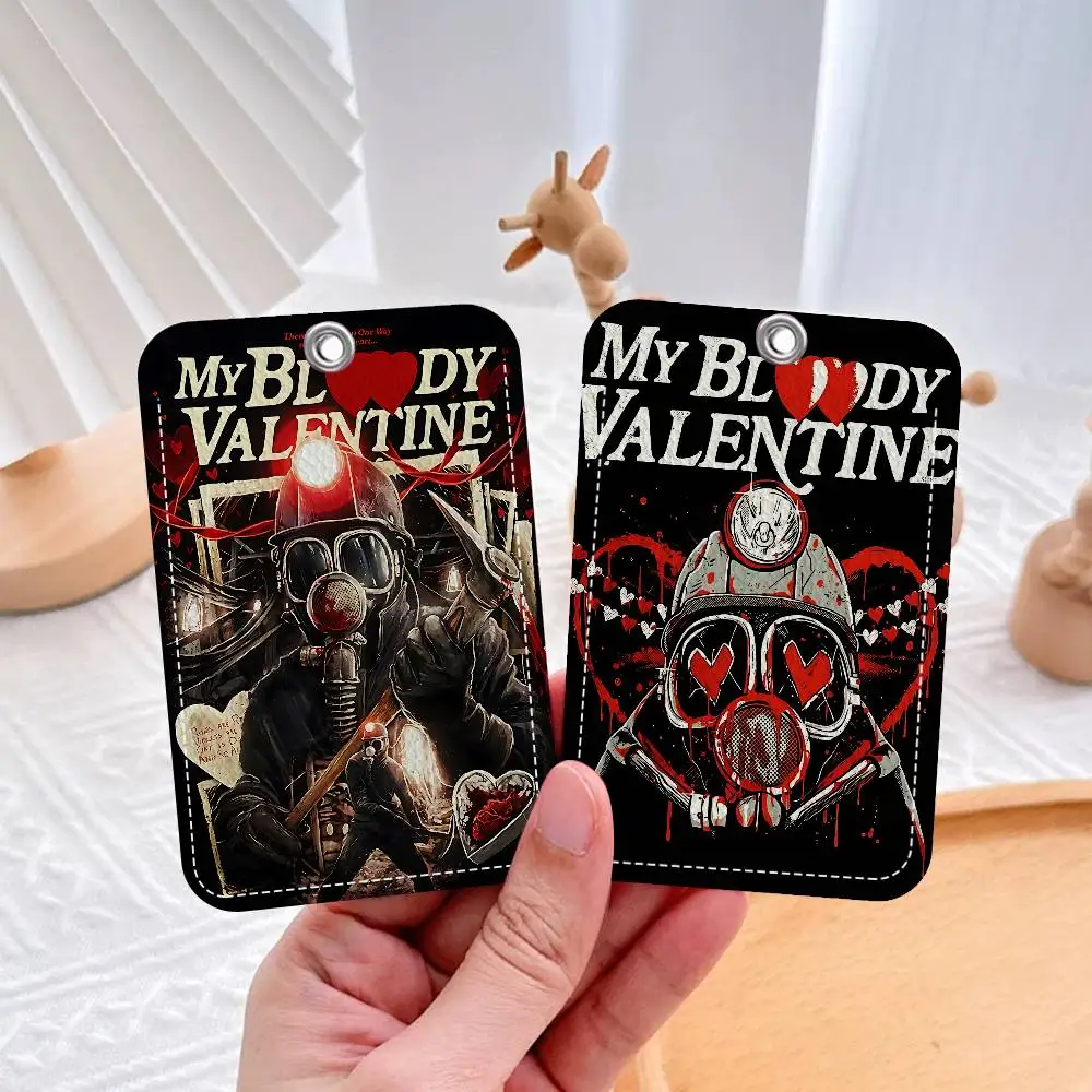 Unique style band My Bloody V-ValentineS Style PU Access Card Holder with Keychain - Executive Protection for Bank card,Subway,