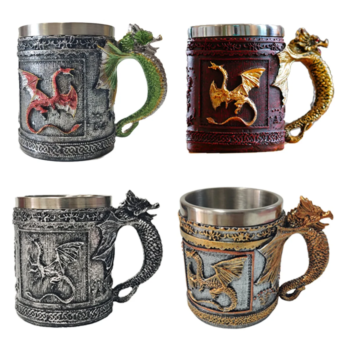 for Creative Flying Dragon Stainless Steel Mug - Retro Office Cup, Light Luxury Decor & Gift