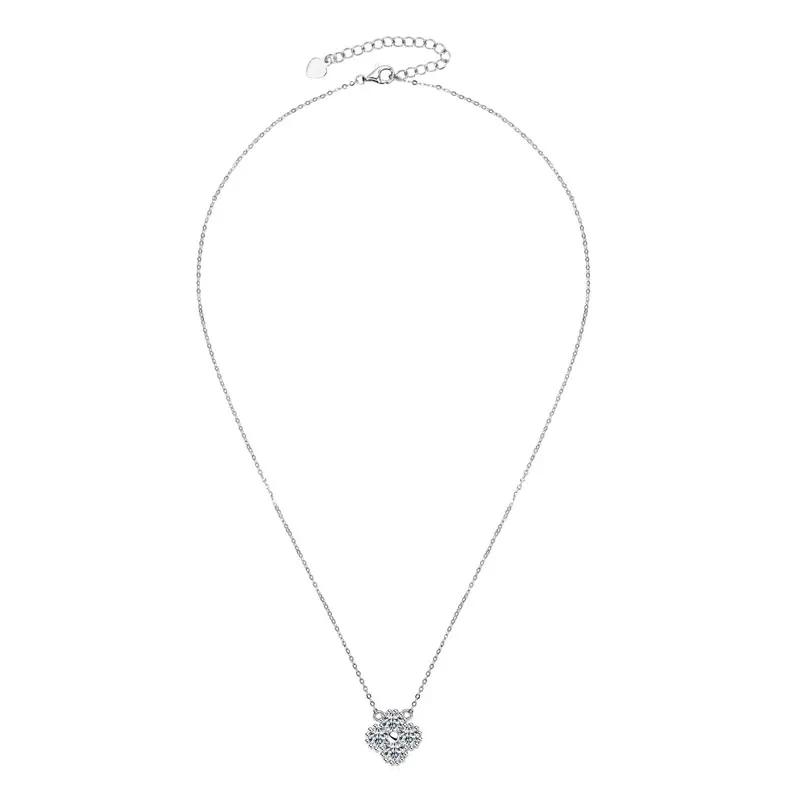 AINUOSHI 3mm Moissanite Necklace for Women 925 Sterling Silver Moissanites Diamond Lucky Clover Pendant Necklaces Fine Jewelry