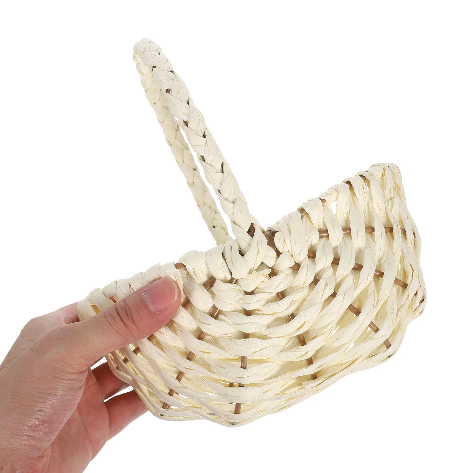 

Rustic Paper Rope Picnic Basket Handcrafted Farmhouse Decor with Handles for Wedding Fruit Display Garden Outdoor Events