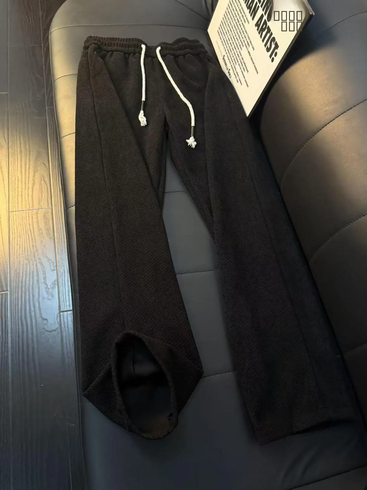 

Men's Thiened Fce Lined Knitted Straight Leg Casual Pants Loose Comfortable Sle Autumn Winter Polyester Fiber Trousers