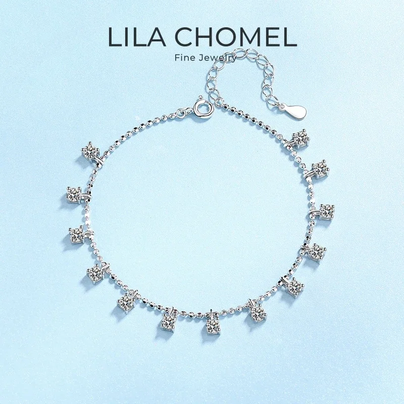 

Women Valentine's Day 18K White Gold Bracelets 1.3/3.9CT Moissanite Diamond Girl Wedding PT950 Platinum Daughter Birthday Gift