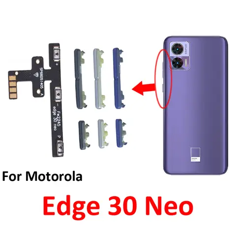 Motorola Moto Edge 30 Neo 용 전화 전원 볼륨 버튼 On Off Up Down 외부 측면 키 플렉스 케이블 부품