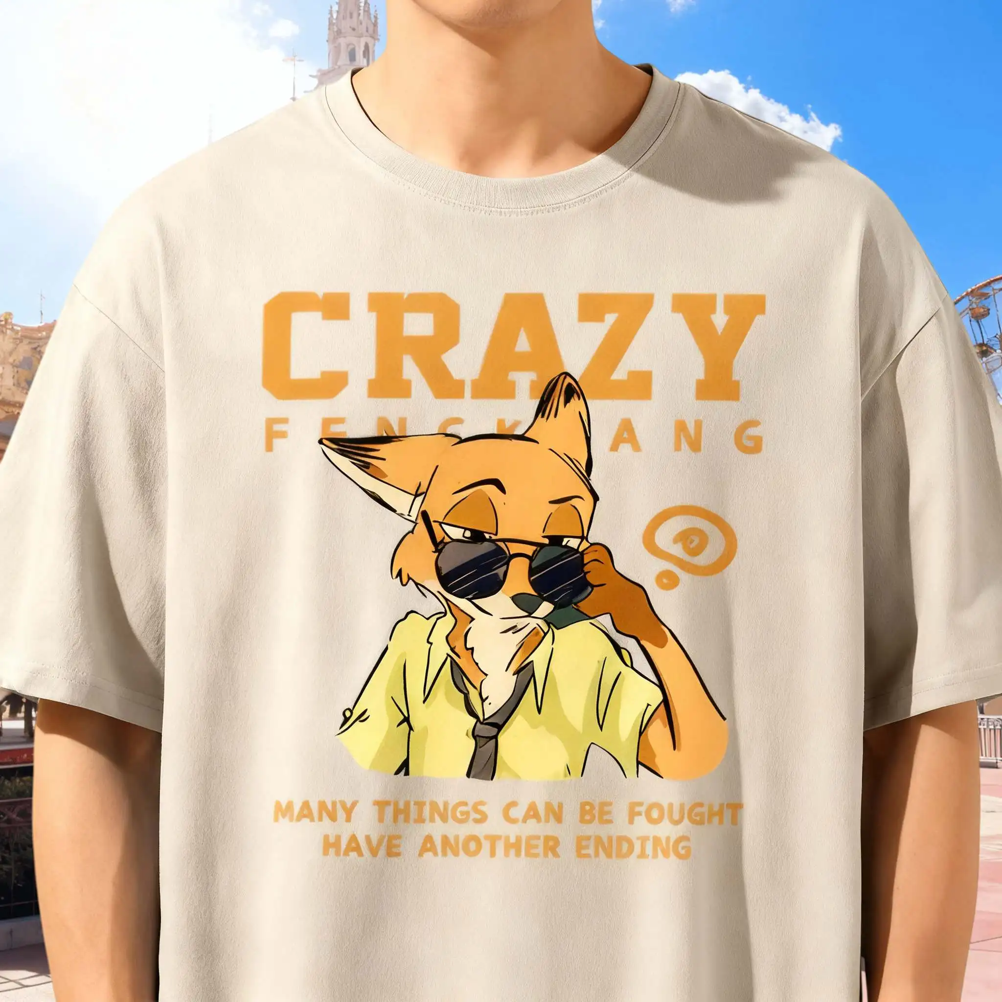 2025 جديد ديزني Zootopia جودي نيك طباعة القطن الخالص تي شيرت عادية وتنفس طاقم الرقبة مناسبة لكل من الرجال والنساء #1