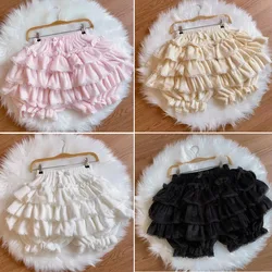 Autumn Winter Warm Lolita Safety Short Pants Women Sweet Chic Plush Bloomers Japanese Y2k Lace Bow Knickers Harajuku Cute Shorts