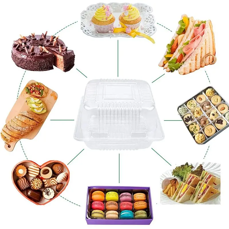 200Pcs Single Individual Cake Slice Boxes Dessert Containers Cheesecake Boxes Stackable Square Boxes Clear Food Boxes