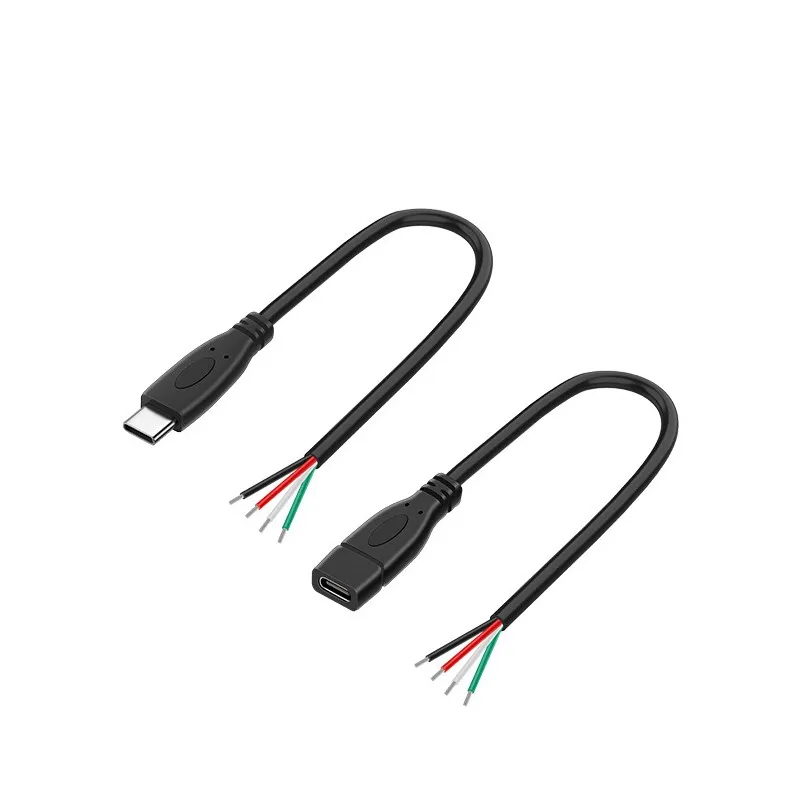 1/5/10pcs 2-pin 4-pin Data line 25cm USB 2.0 Type-C Power Supply Extension Wire Cable Charger Connector Male Female Plug C5