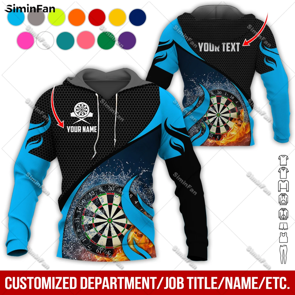 Custom Text Ice Fire Dartsboard Colorful Mens Hoodie 3D Print Male Pullover Coat Hood Jacket Unisex Long Sleeve Shirt Female Top