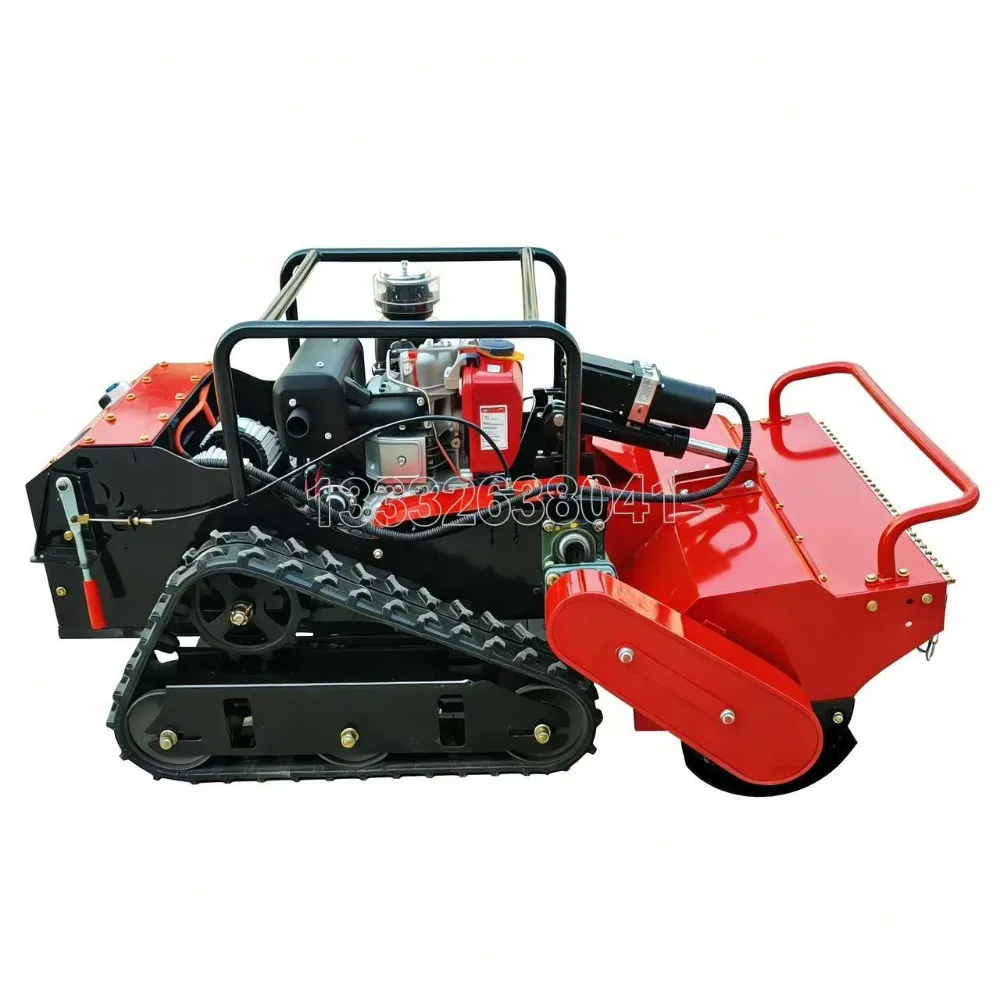 Remote Controlled Robot Lawnmower All Terrain Farm Slope Land Clearing and Weeding Diesel Engine Small Robot Grass Cutter