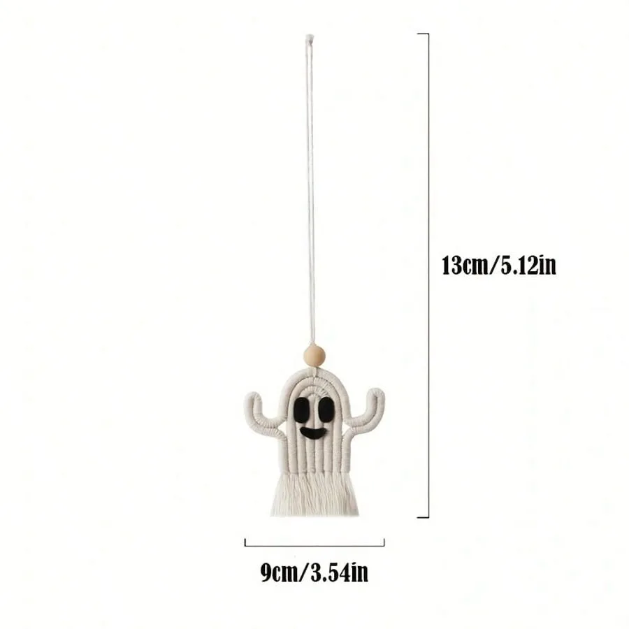 1pc Handcrafted Woven Ghostly Tassel Decoration, a Distinctive Horror-Themed Pendant, Perfect for Halloween Craft Art Car Embellishment