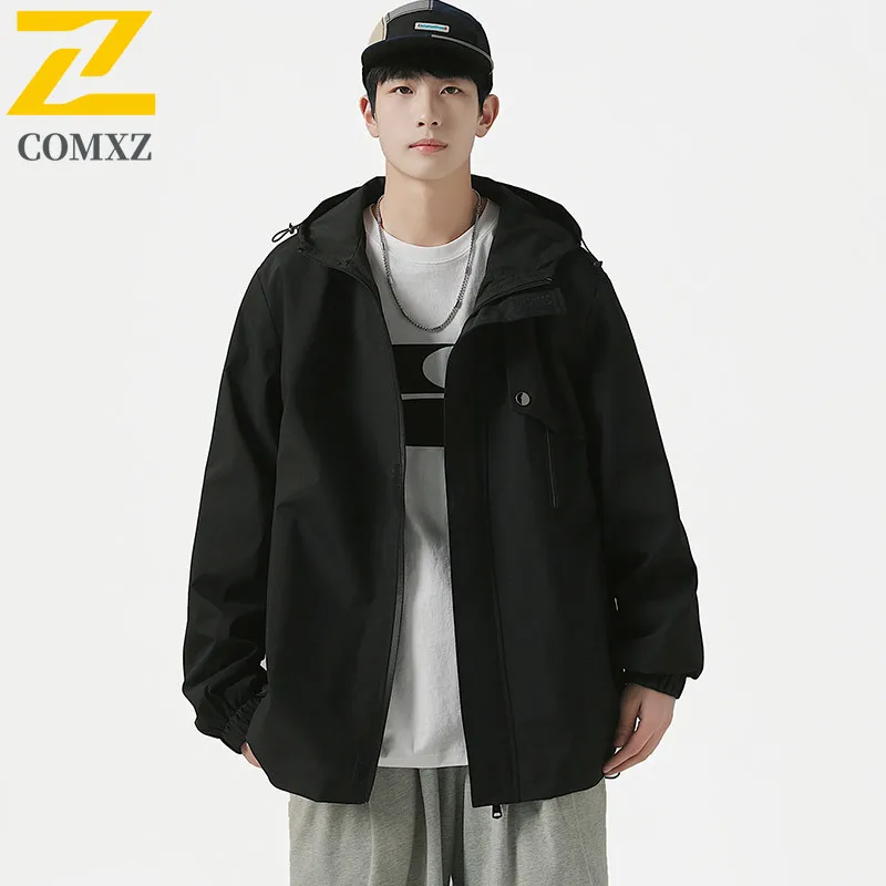 

Jacket Men's 2025 New Autumn Casual Korean Lightweight Hooded Windbreaker Coat Outdoor Camping Windproof Waterproof Hiking Top