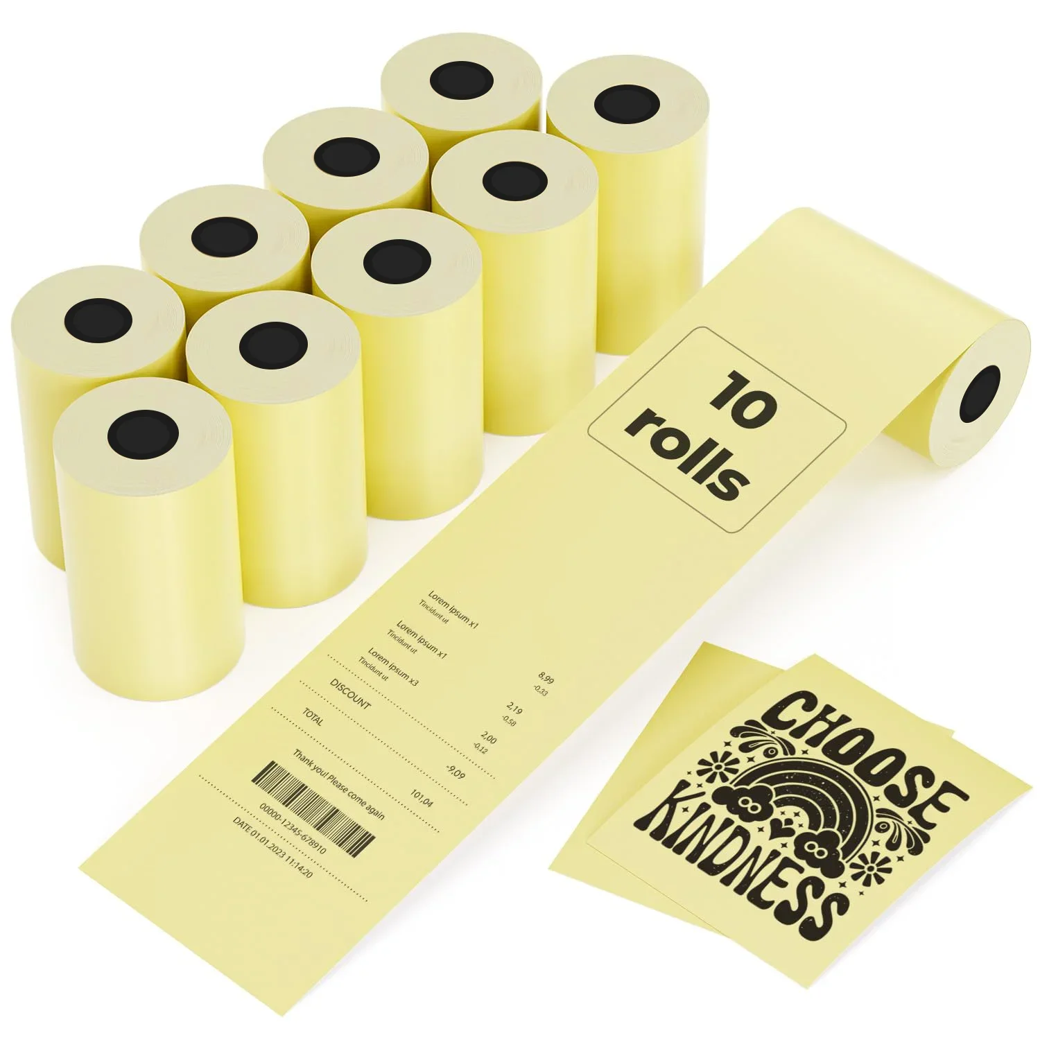 2 1/4"x 50' Yellow Cash Register Printing Paper Thermal Paper Roll Compatible With 80mm Receipt Printer POS Credit Card Machines