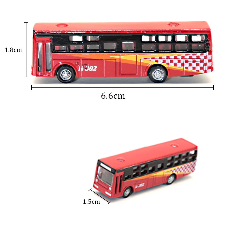 2pcs N Scale Miniature Bus 1:150 Model Car Alloy Toys Diy Model Making Collection Gift Diorama Random Colors