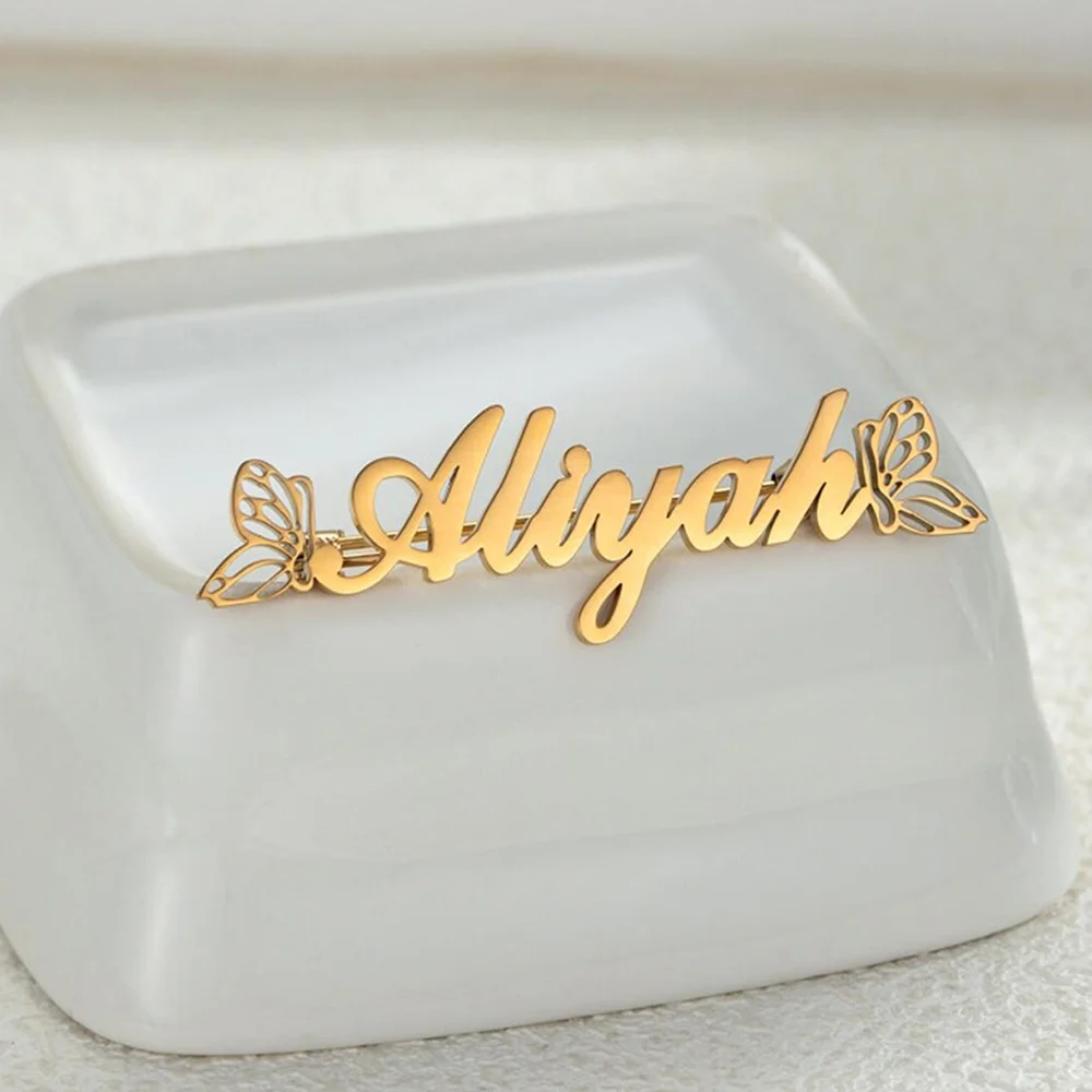 Personalized Hollow Butterfly Wing Brooch, Customizable with Fun Fonts and Names, Suitable for Holiday Gifts.