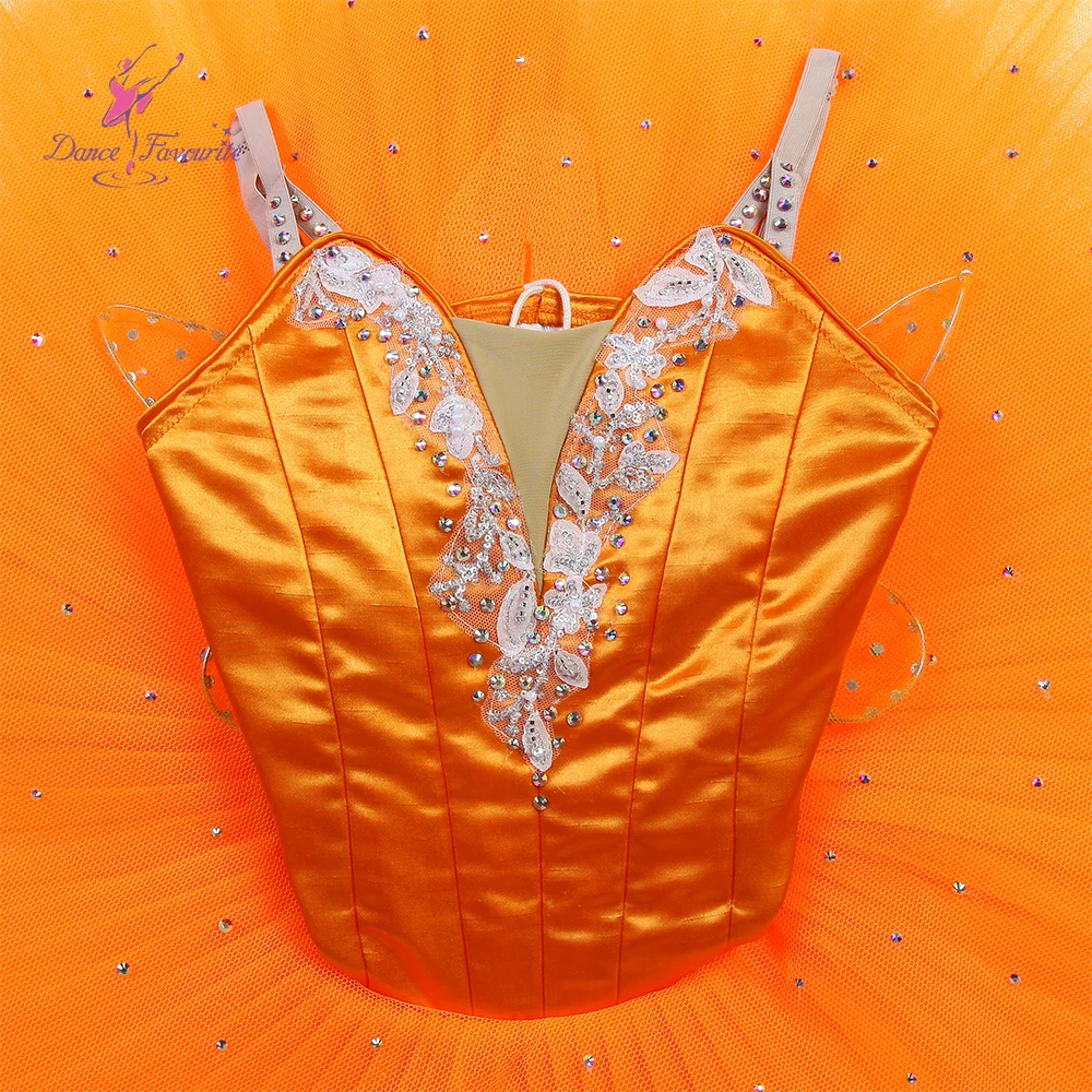 B26620 Ballet Performance Tulle Skirt Competition Orange Color Ballet Costume Skirt for Girls