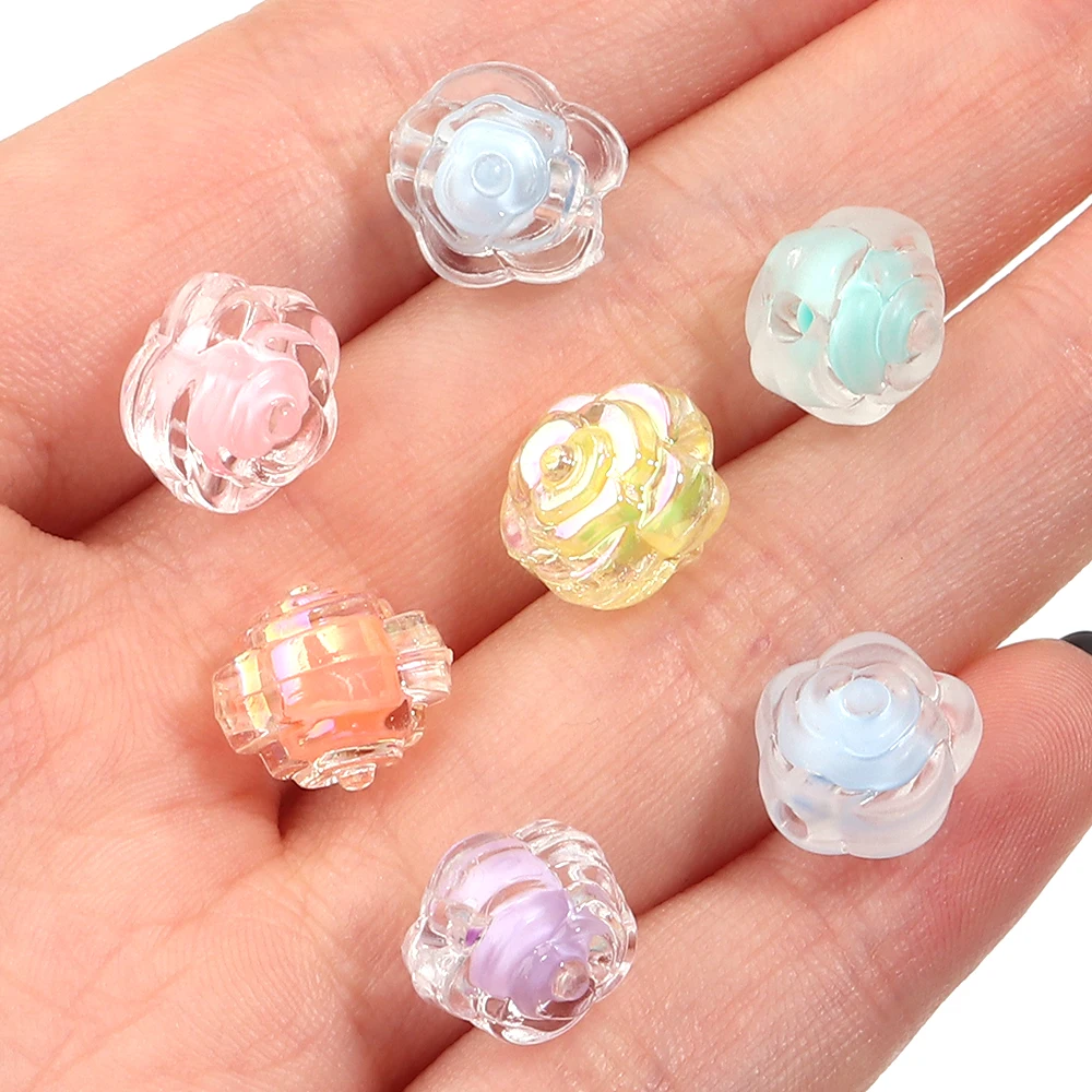 

100 pcs Acrylic Flower Bead Flower Shape Charms Bracelet Necklace for Jewelry Making DIY Accessories
