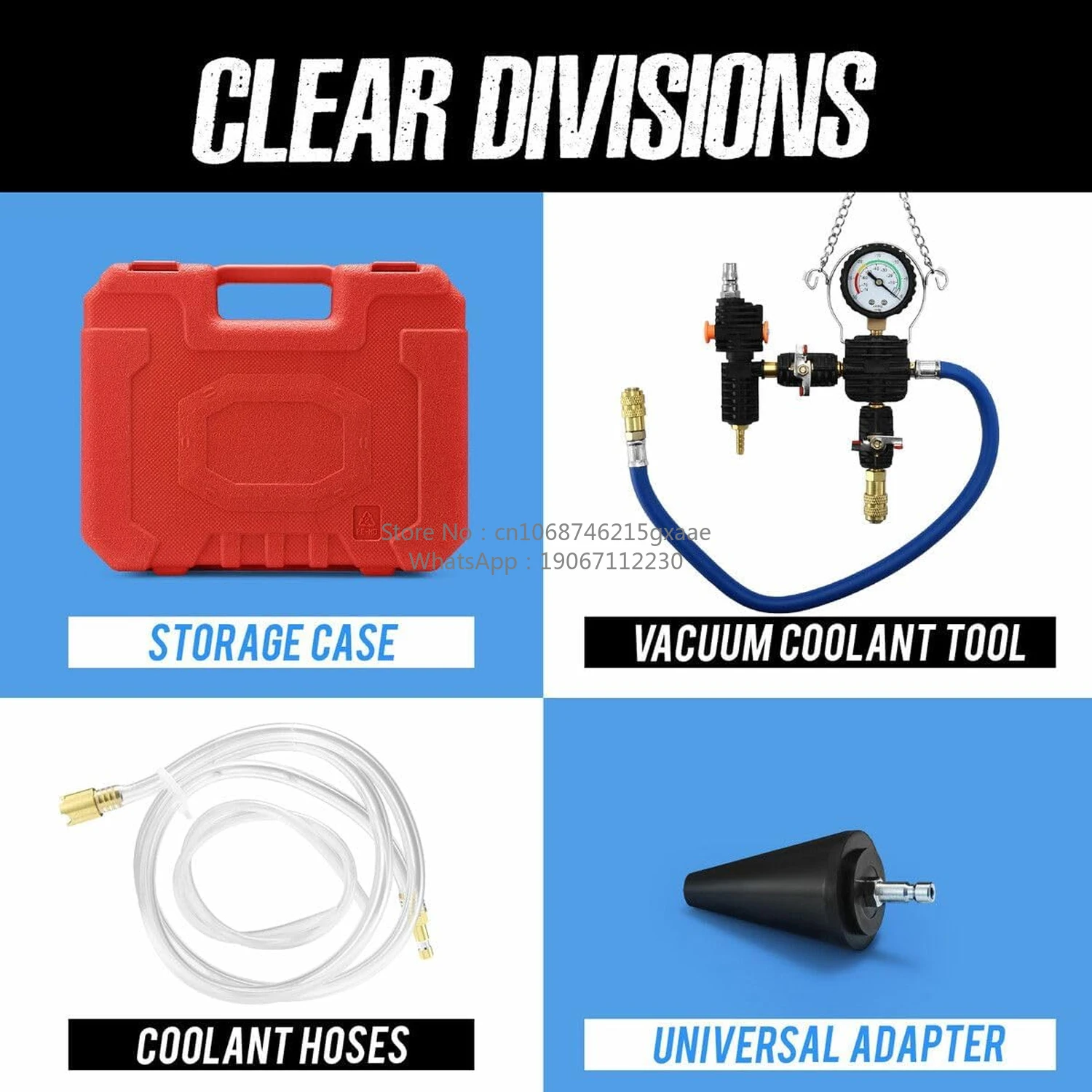 

Vacuum Cooling System Kit for Automobile Radiator Water Antifreeze Coolant Change and Refill with Adapter