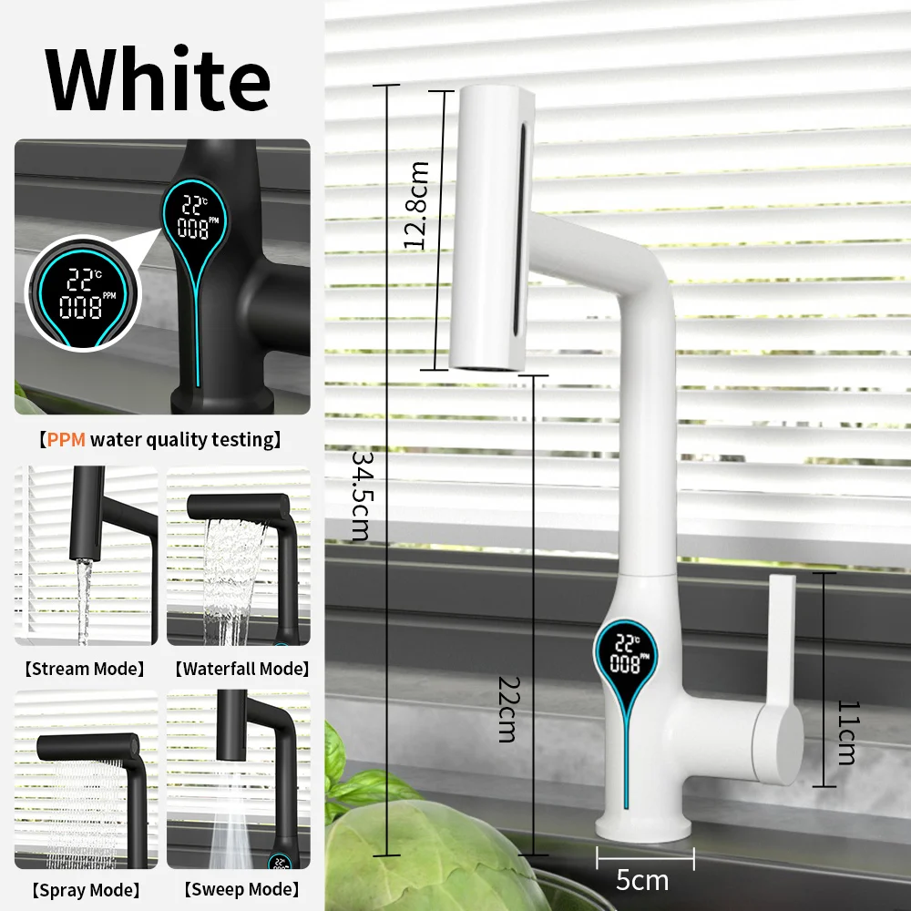 NONE Wasserfall Temperatur Digital Display Becken Wasserhahn Lift Up Down Stream Sprayer Heißes Kaltes Wasser Waschbecken Mixer Waschen Wasserhahn Für Badezimmer 7
