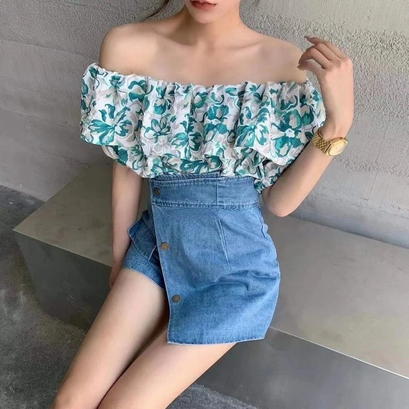 

Шорты для отдыха, женские шорты с высокой талией, нерегулярные джинсовые модные универсальные однобортные уличные корейские стильные летние студенческие шикарные шорты