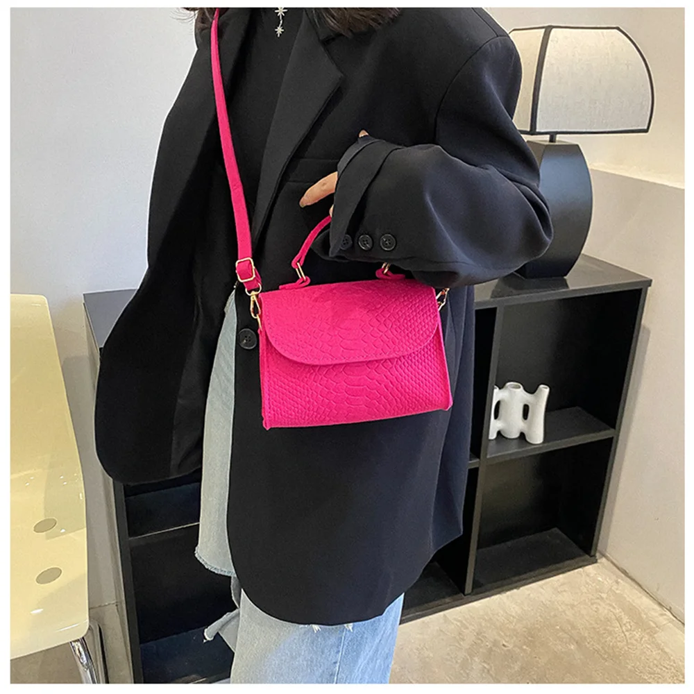 Crocodile Pattern Crossbody Bag Solid Color Retro Designer Luxury Square Bag Female Totes Women Leather Shoulder Handbags