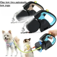 Portable Rotating Pet Leash for 2 Dogs, Double End Leash, Light Retractable Roulette, Walking Supplies