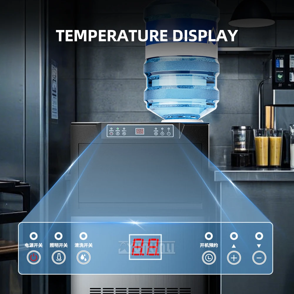 ماكينة مكعبات الثلج التجارية الأوتوماتيكية بالكامل ذات السعة الكبيرة HL-500F مع 50 حجرة ثلج وسعة تخزين الثلج 20 كجم