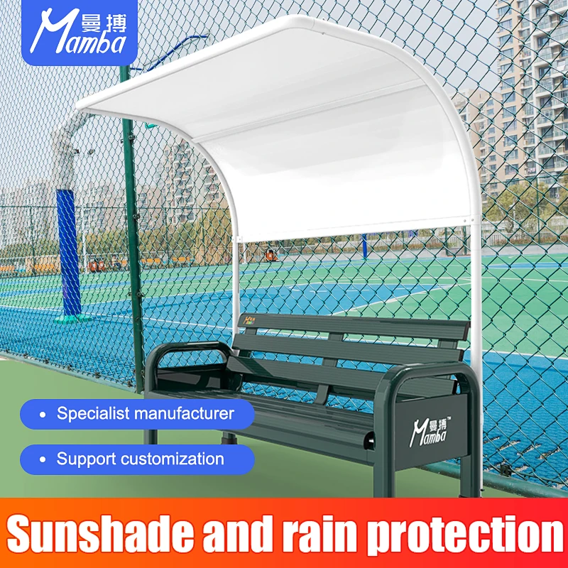 

Outdoor Rain Shelter Canopy Round Tube Sunshade Tennis Court Bleachers PC Board Rain Shelters for Player Seats Stadium Sunshade