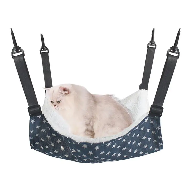 Cat Hanging Hammock With Adjustable Straps Double-Sided Pet Cage Hammock Hanging Bed Resting Sleepy Pad For Small Animals Pets