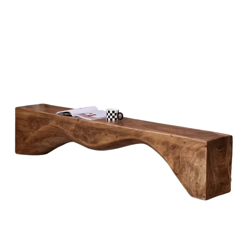 

Log strip shoe changing bench solid wood TV cabinet creative designer retro personalized rest chair simple homestay